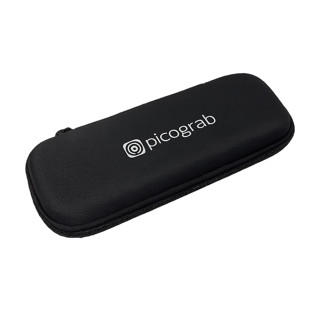 Picograb EVA case closed: black zip case with the Picograb logo