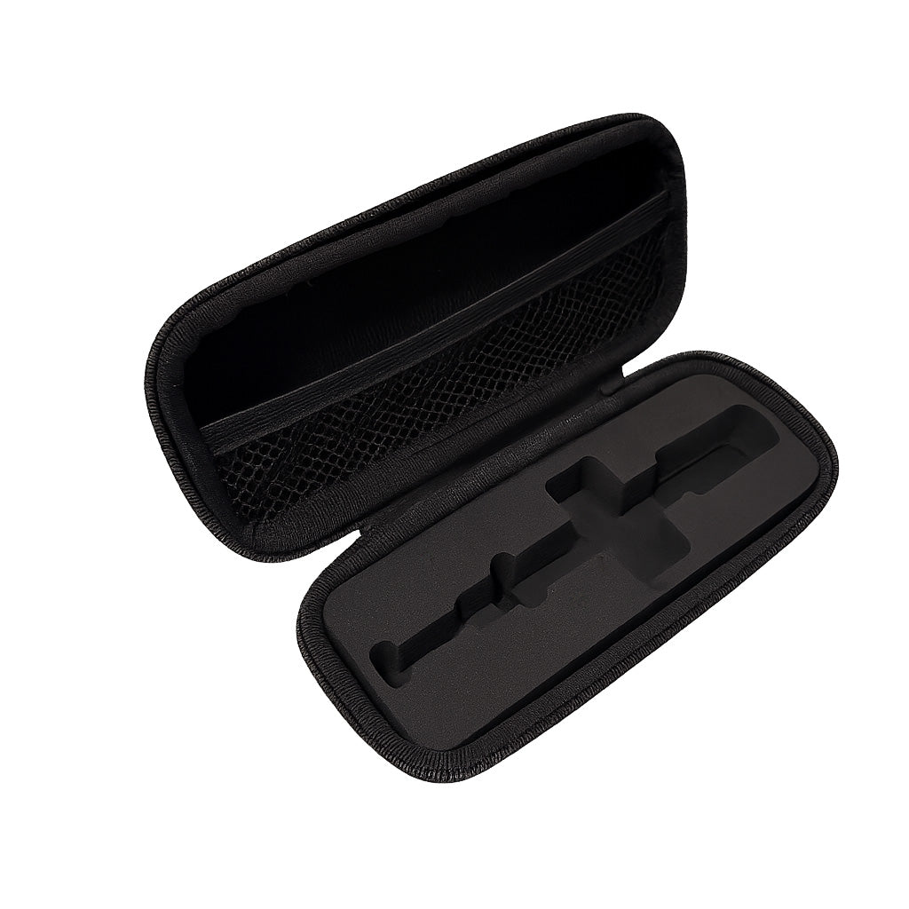 Picograb EVA case open and empty, black foam insert with cutouts for the pen and tips